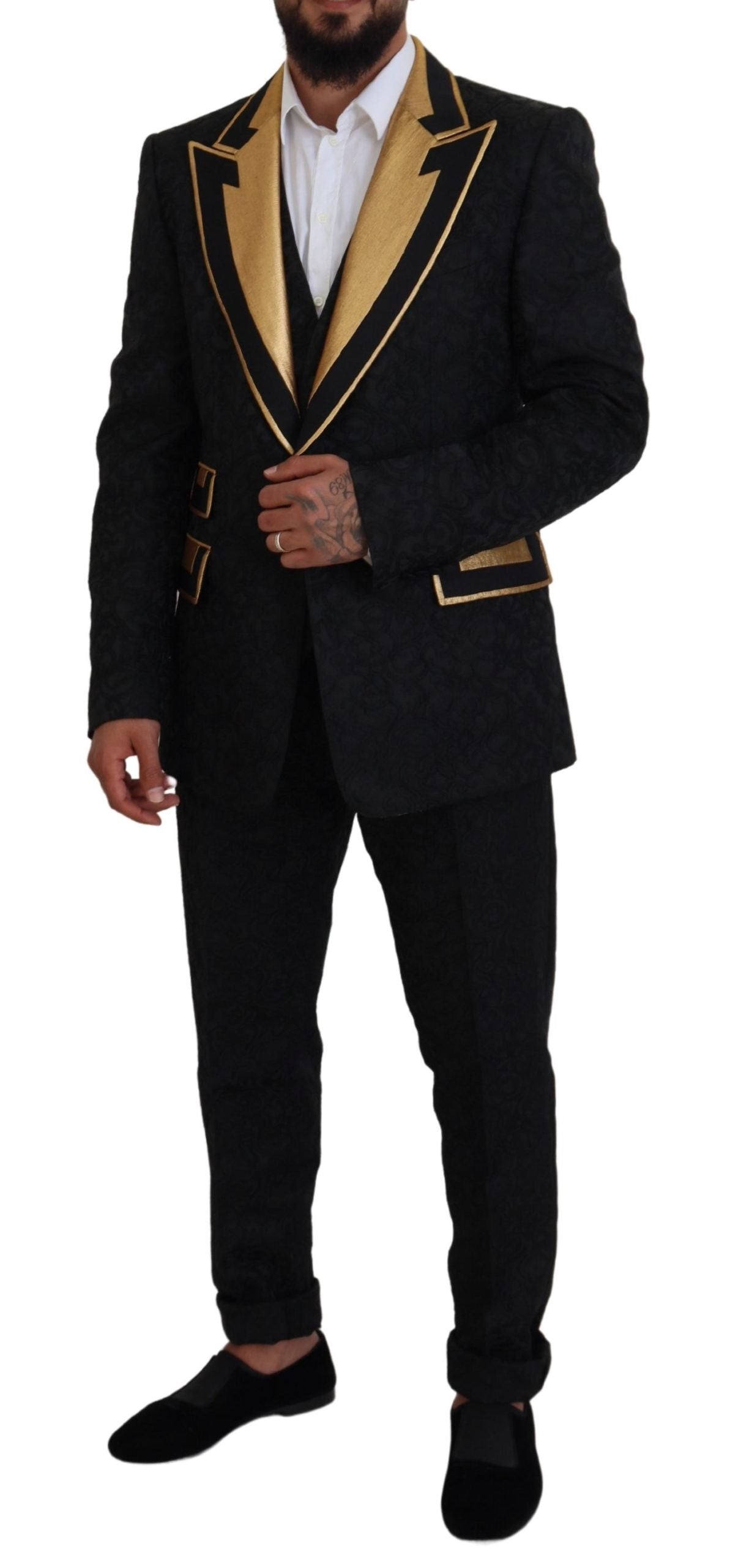 Dolce & Gabbana Black Gold Fantasy Tuxedo Slim Fit Suit