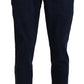 Domenico Tagliente Blue Cotton Straight Fit Men Casual Dress Pants