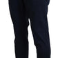 Domenico Tagliente Blue Cotton Straight Fit Men Casual Dress Pants