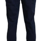 Domenico Tagliente Blue Cotton Straight Fit Men Casual Dress Pants