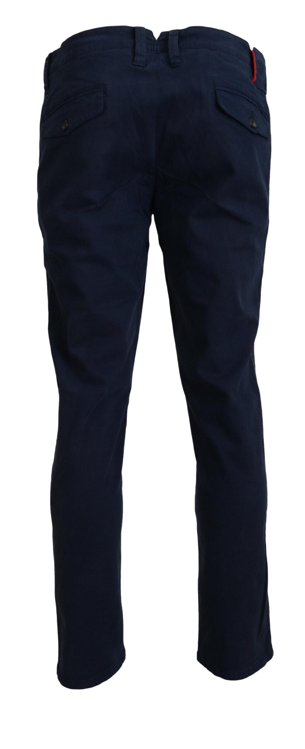 Domenico Tagliente Blue Cotton Straight Fit Men Casual Dress Pants