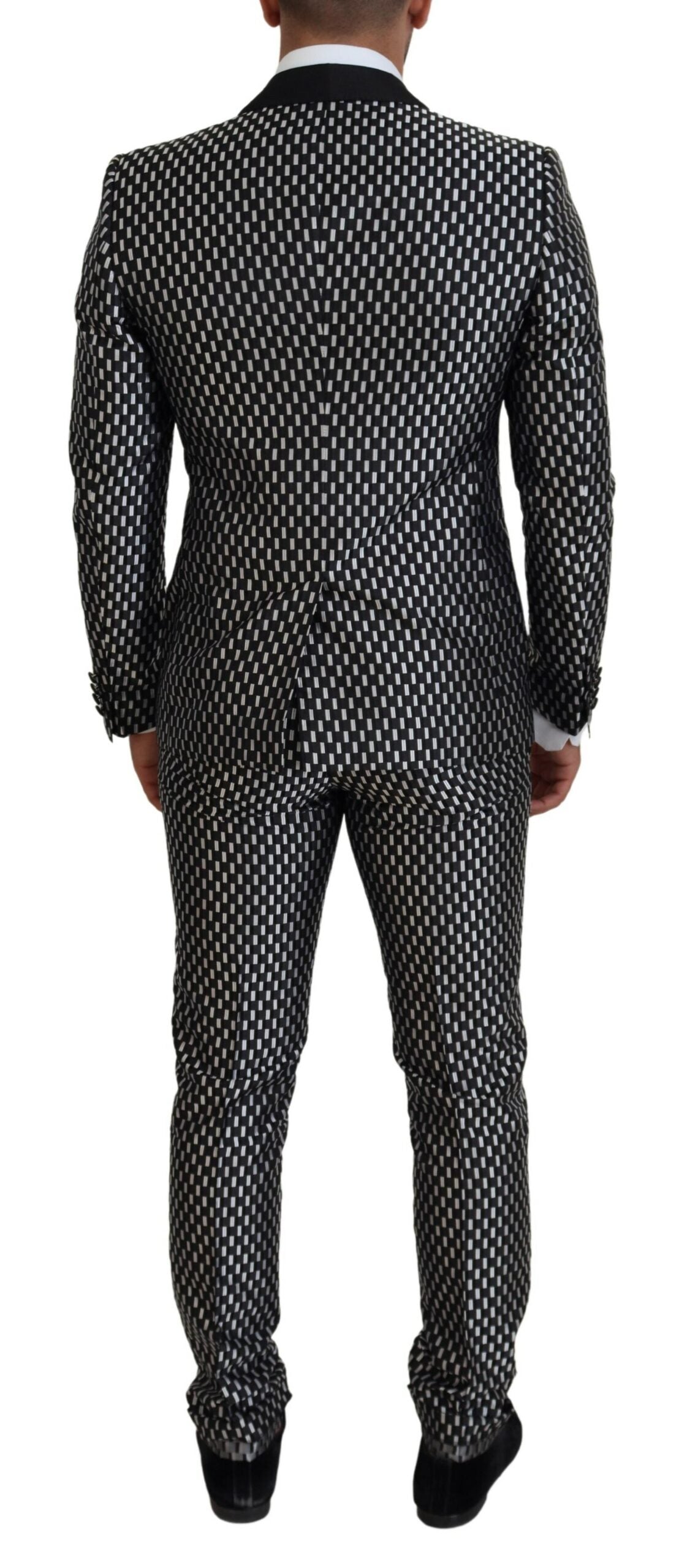 Dolce & Gabbana Black White Silk MARTINI Slim Fit Suit