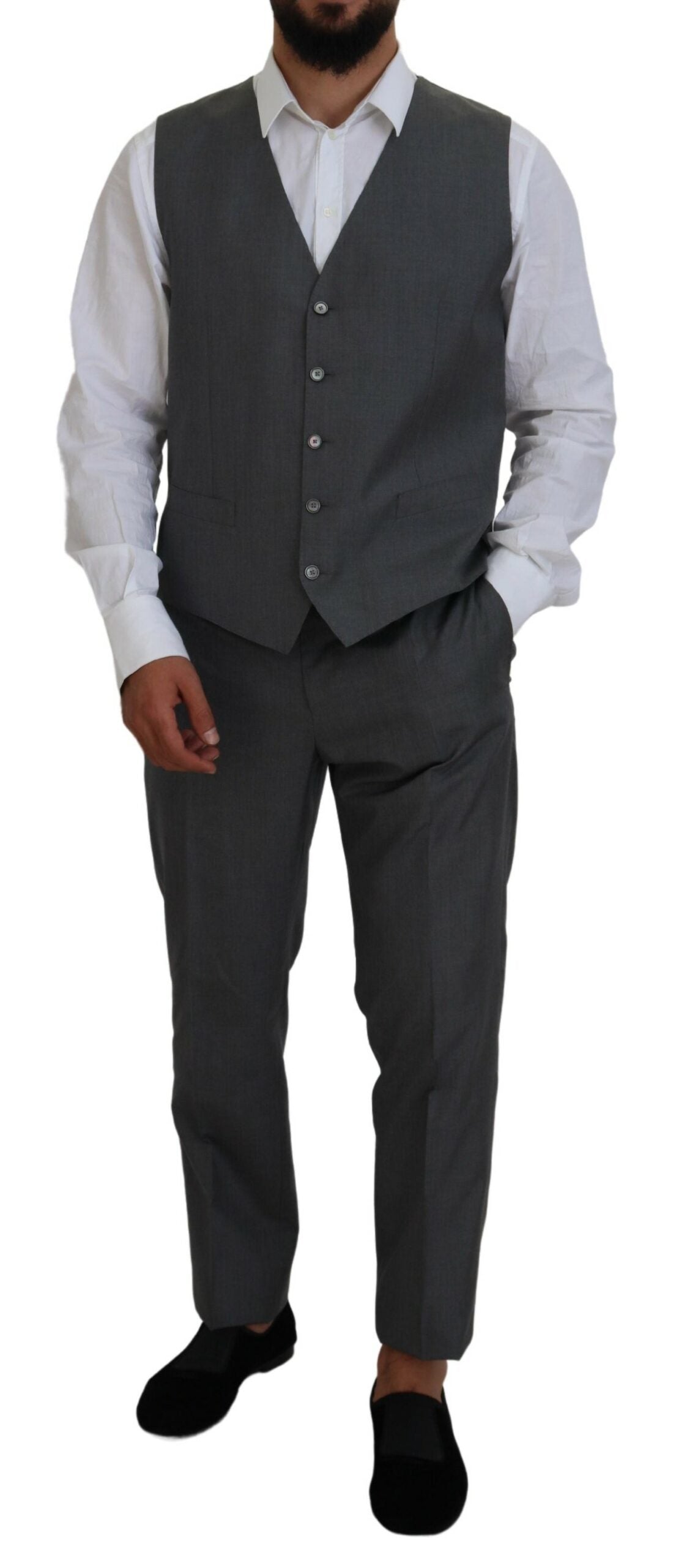 Dolce & Gabbana Gray MARTINI 3 Piece Slim Fit Suit