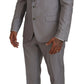 Dolce & Gabbana Silver Wool Silk 3 Piece Slim Fit Suit