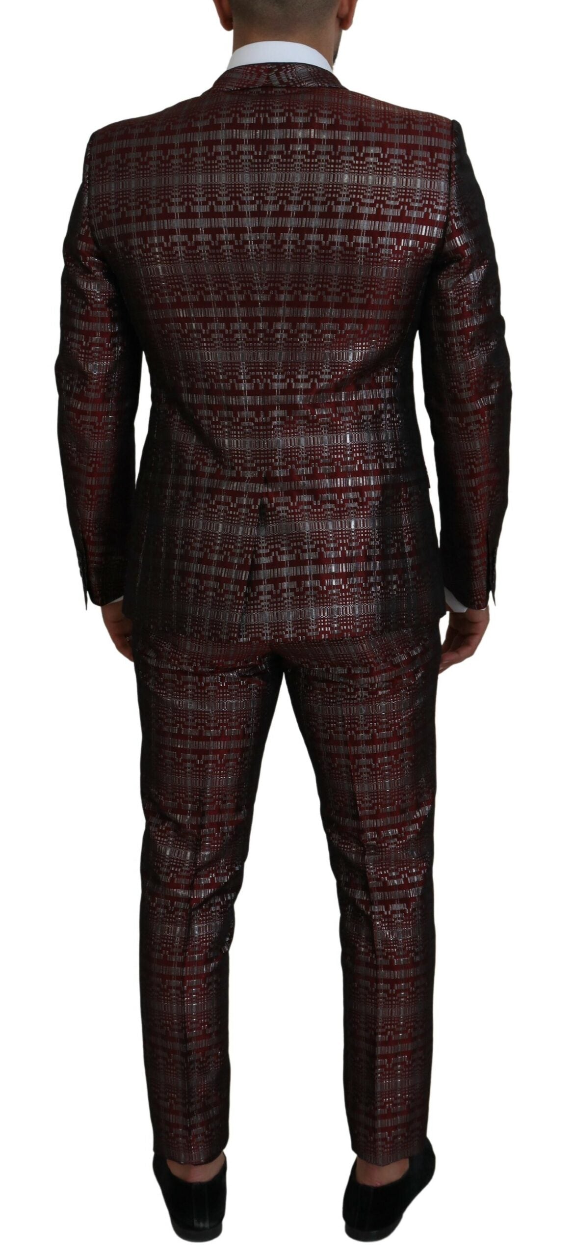 Dolce & Gabbana Bordeaux Silver GOLD Slim Fit 2 Piece Suit