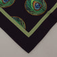 Dolce & Gabbana Black Peacock Feather DG Printed Square Handkerchief Scarf