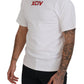 GCDS White Logo Print Cotton Short Sleeves T-shirt