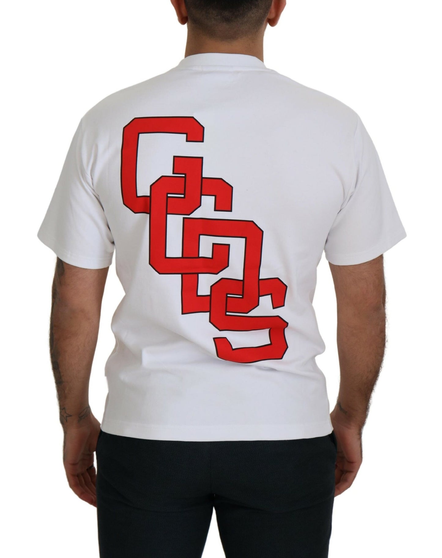 GCDS White Logo Print Cotton Short Sleeves T-shirt