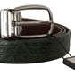 Dolce & Gabbana Green Exotic Leather Silver Buckle Belt