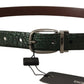 Dolce & Gabbana Green Exotic Leather Silver Buckle Belt