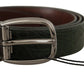 Dolce & Gabbana Green Exotic Leather Silver Buckle Belt