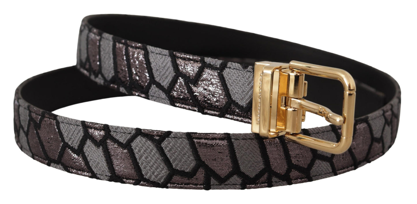 Dolce & Gabbana Multicolor Patchwork Leather Gold Jaquard Belt