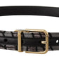 Dolce & Gabbana Multicolor Patchwork Leather Gold Jaquard Belt