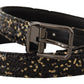 Dolce & Gabbana Gold Black Two-toned Leather Chrome Buckle Belt