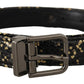 Dolce & Gabbana Gold Black Two-toned Leather Chrome Buckle Belt