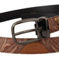 Dolce & Gabbana Multicolor Embossed Leather Black Metal Buckle Belt