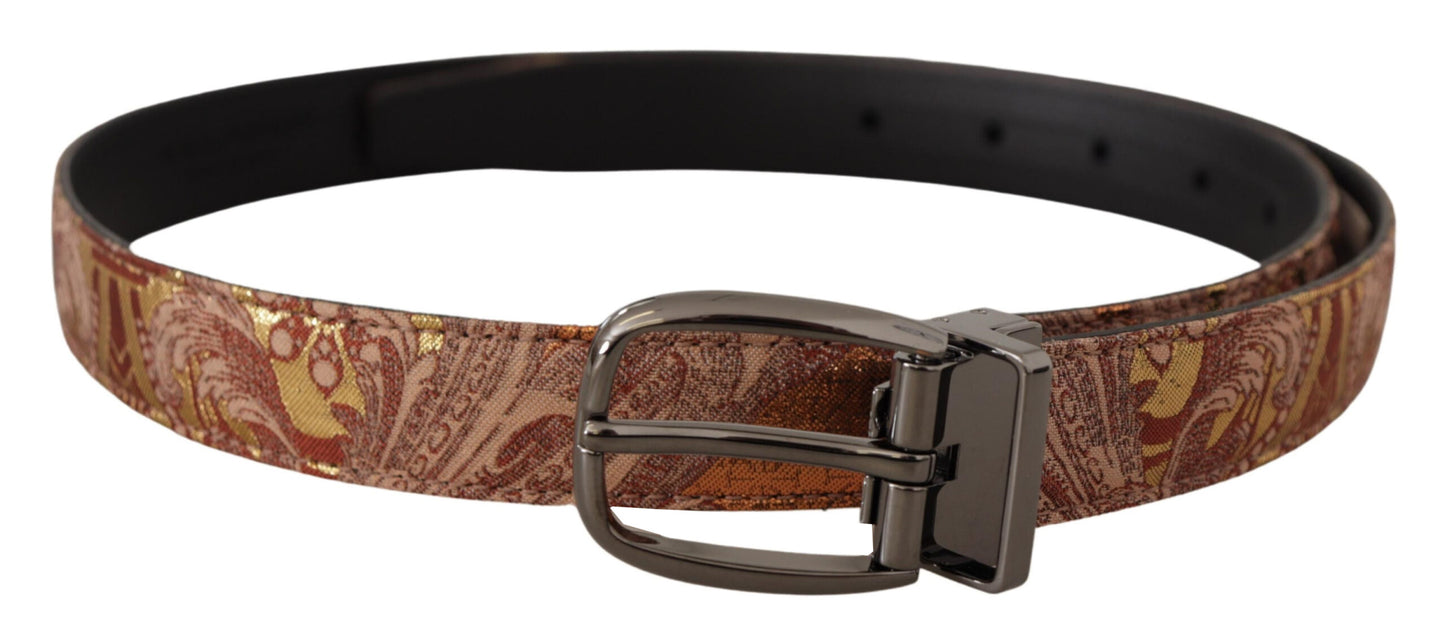 Dolce & Gabbana Multicolor Embossed Leather Black Metal Buckle Belt