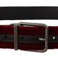 Dolce & Gabbana Maroon Velvet Leather Wide Vintage Metal Buckle Belt