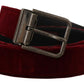 Dolce & Gabbana Maroon Velvet Leather Wide Vintage Metal Buckle Belt