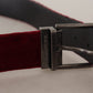 Dolce & Gabbana Maroon Velvet Leather Wide Vintage Metal Buckle Belt