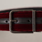 Dolce & Gabbana Maroon Velvet Leather Wide Vintage Metal Buckle Belt