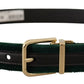 Dolce & Gabbana Green Velvet Leather Gold Metal Logo Belt