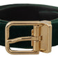 Dolce & Gabbana Green Velvet Leather Gold Metal Logo Belt