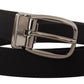 Dolce & Gabbana Black Grosgrain Leather Silver Logo Buckle Belt