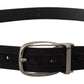 Dolce & Gabbana Black Grosgrain Leather Silver Logo Buckle Belt