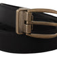 Dolce & Gabbana Black Grosgrain Leather Bronze Metal Belt