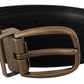 Dolce & Gabbana Black Grosgrain Leather Bronze Metal Belt