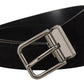 Dolce & Gabbana Black Vitello Leather Silver Tone Logo Belt