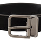 Dolce & Gabbana Black Vitello Leather Silver Tone Logo Belt