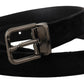 Dolce & Gabbana Black Velvet Silver Tone Logo Metal Buckle Belt