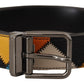 Dolce & Gabbana Multicolor Leather Silver Logo Buckle Belt