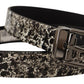 Dolce & Gabbana Black Marble Print Leather Gray Logo Belt