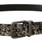 Dolce & Gabbana Black Marble Print Leather Gray Logo Belt