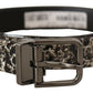 Dolce & Gabbana Black Marble Print Leather Gray Logo Belt