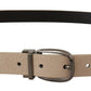 Dolce & Gabbana Beige Vitello Beige Tone Logo Metal Buckle Belt