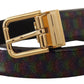 Dolce & Gabbana Black Vernice Dama Glitter Leather Gold Tone Metal Belt