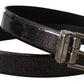 Dolce & Gabbana Black Vernice Puntinata Leather Silver Tone Metal Belt