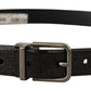 Dolce & Gabbana Black Vernice Puntinata Leather Silver Tone Metal Belt