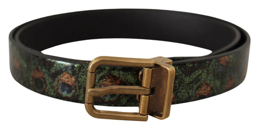 Dolce & Gabbana Multicolor Leather Vernice Pavone Bronze Metal Belt