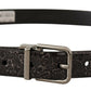 Dolce & Gabbana Black Goccia Glitter Patent Leather Buckle Vernice Belt