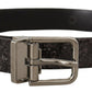 Dolce & Gabbana Black Goccia Glitter Patent Leather Buckle Vernice Belt