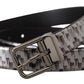 Dolce & Gabbana Gray Herringbone Leather Gray 3D Metal Buckle Belt