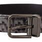 Dolce & Gabbana Gray Herringbone Leather Gray 3D Metal Buckle Belt