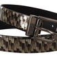 Dolce & Gabbana Brown Herringbone Leather Gray Belt