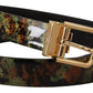 Dolce & Gabbana Black Green Leather Bronze Metal Buckle Belt