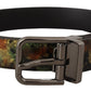 Dolce & Gabbana Black Sparkling Leather Black Metal Buckle Belt